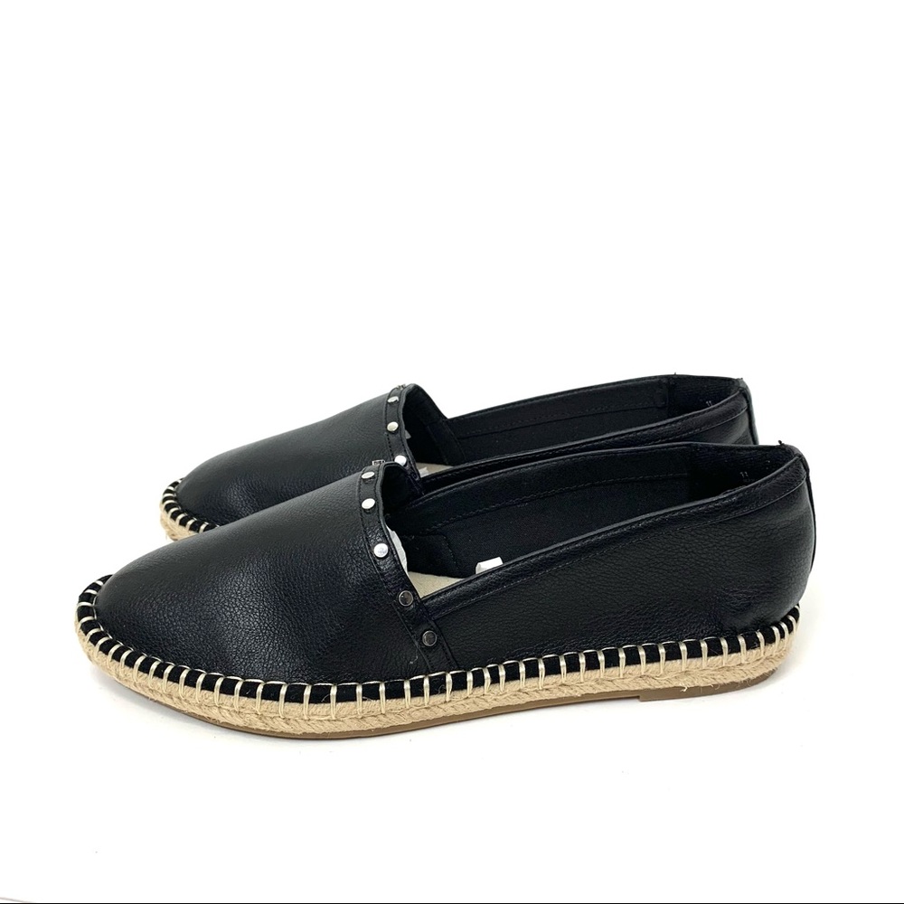 A New Day Maggie Black Faux Pebbled Leather Studded Espadrille Loafers Nwt Sz 11